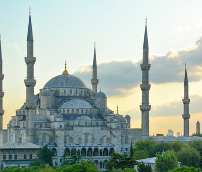 Istanbul Hagia Sophia and Bosphorus strait at sunset