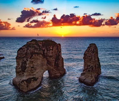 Beirut coastline and Lebanon mountains